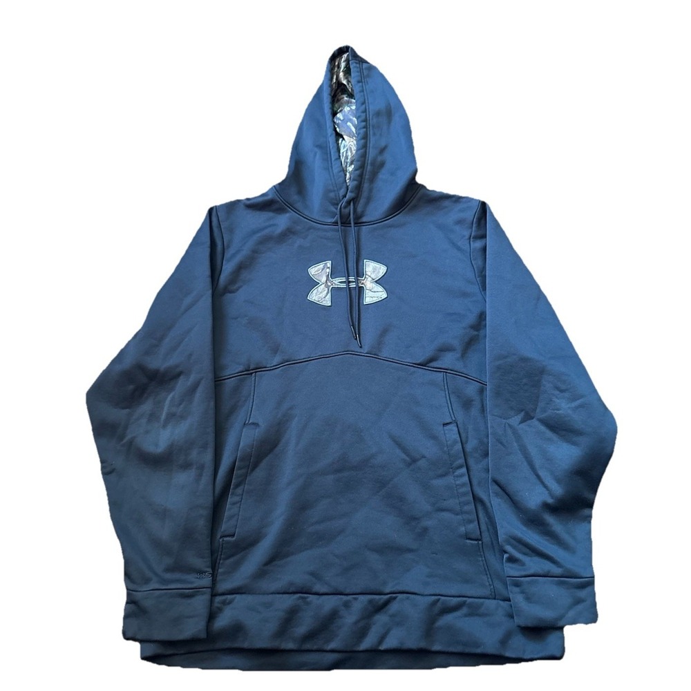 Under Armour Hoodie Mens Medium Black Camo Sweatshirt Fleece Pullover Adult